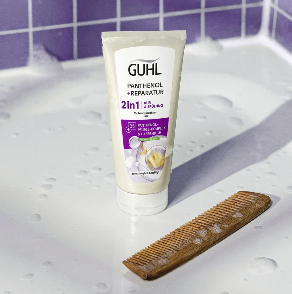 Guhl Panthenol und Reparatur Spülung im Badezimmer