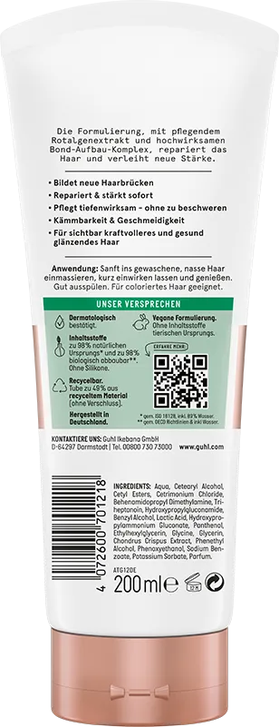 Guhl Bond+ Reparatur Spülung Rückseite