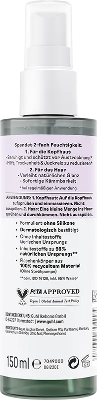 Guhl Essentials 2in1 Haar & Kopfhaut Pflegespray Rückseite