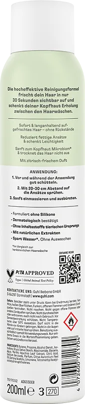 Guhl 30_sek Trockenshampoo Pure Frische Rückseite