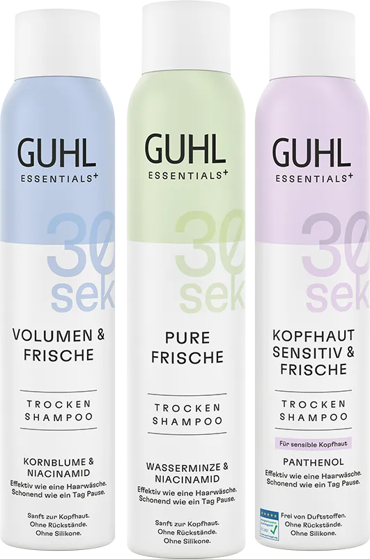 Guhl Essentials+ Trockenshampoos Produktlinie