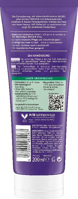 Guhl Silberglanz & Pflege 2in1 Spülung Rückseite