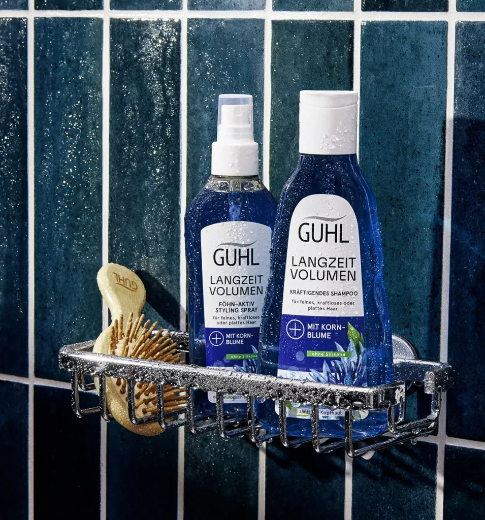Guhl Langzeit Volumen Produkte im Badezimmer