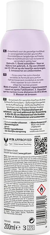 Guhl 30sek Kopfhaut Sensitiv & Frische Trockenshampoo Rückseite
