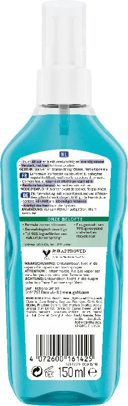 Langzeit Volumen Föhnspray Rückseite