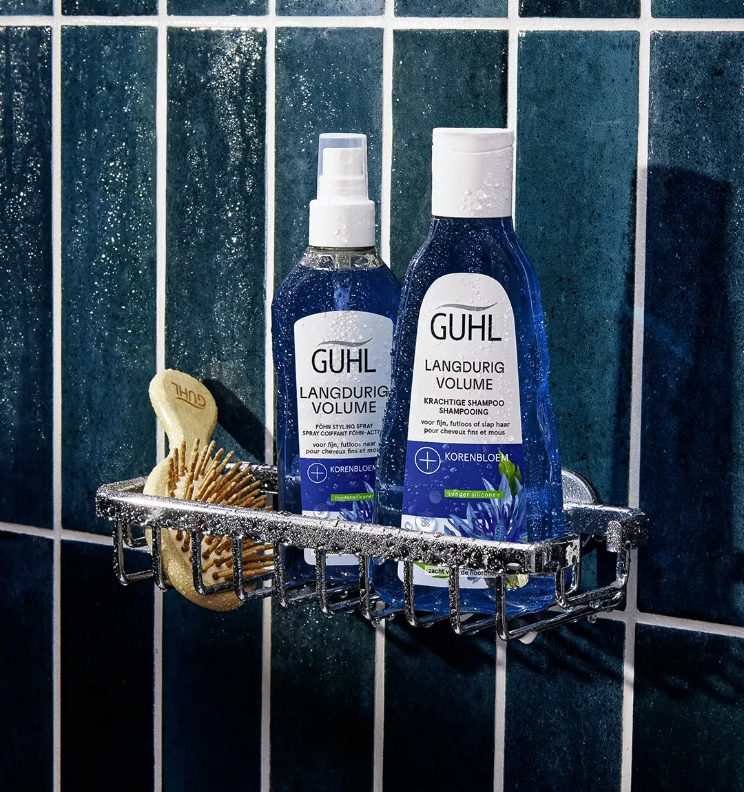 Guhl Langzeit Volumen Produkte im Badezimmer